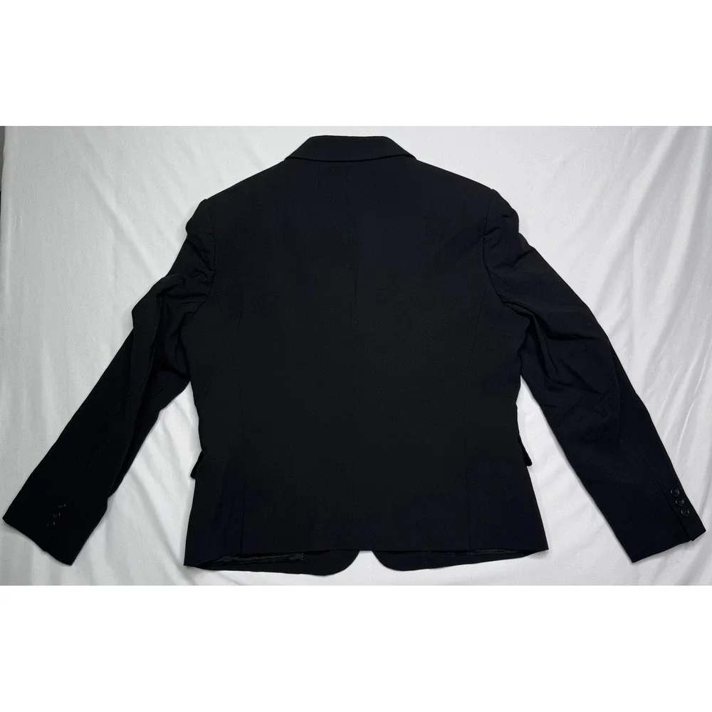 Coach New York Womens Black Wool Blend 3-Button Tailored Blazer Jacket Size 12
